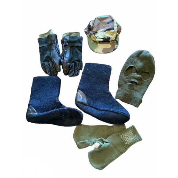 Other - US Military Air Force Cold Weather Gloves 3 Hole Mask Boot Liner Hot Cap Bundle